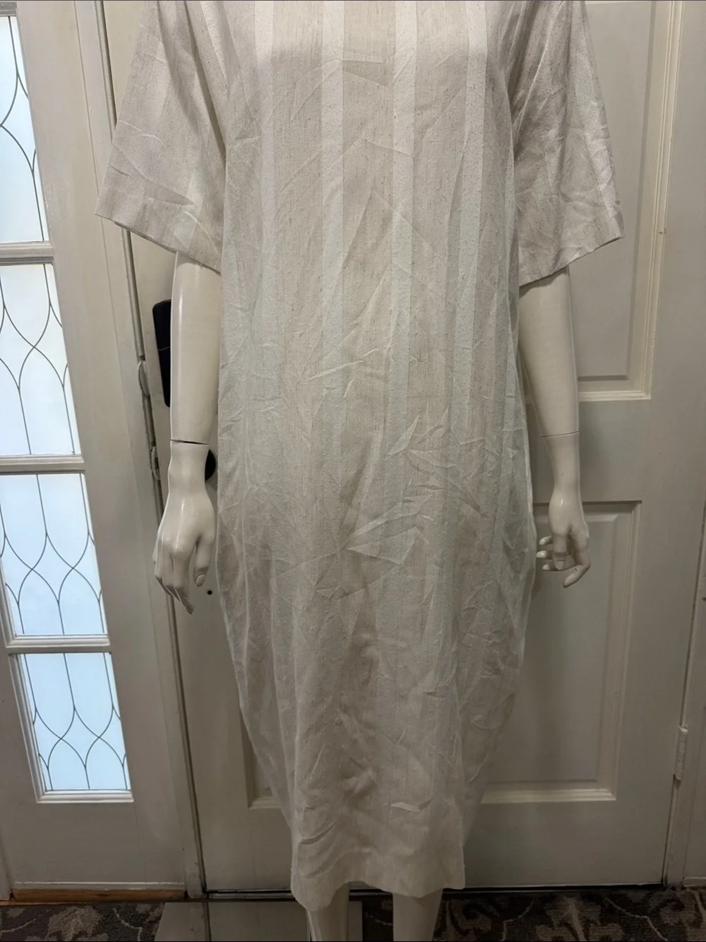 SCHRADER II Vintage white/cream Striped Midi Dress 80s Cotton Button Down Sz 18W